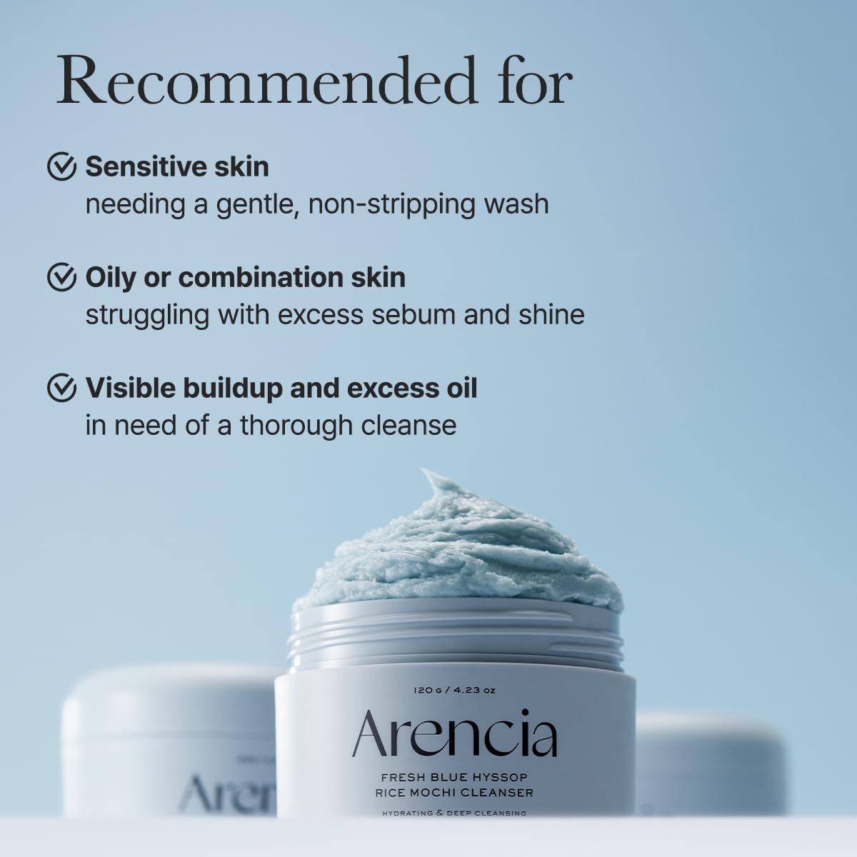 Arencia - Fresh Blue Hyssop Rice Mochi Cleanser - 120 gr