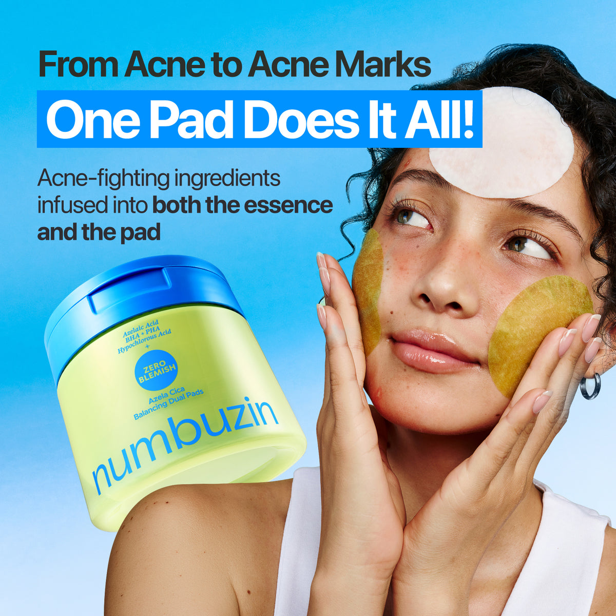 Numbuzin - Zero Blemish Azela Cica Balancing Dual Pads 60